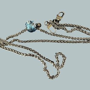 Silver Crossbody Bag Chain with Blue Accent